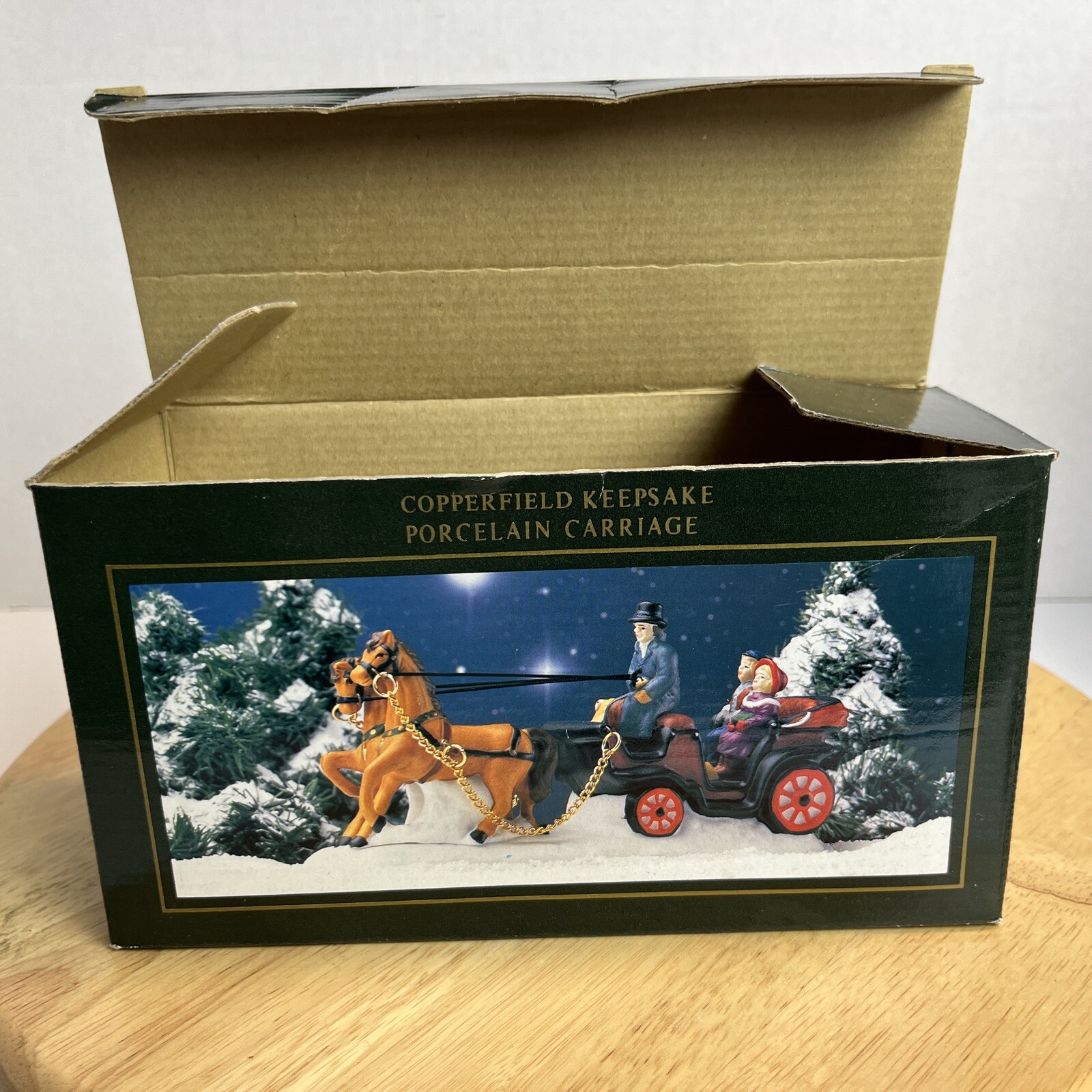 Copperfield Keepsake Porcelain Carriage Horses Christmas Village Decor TM1011
