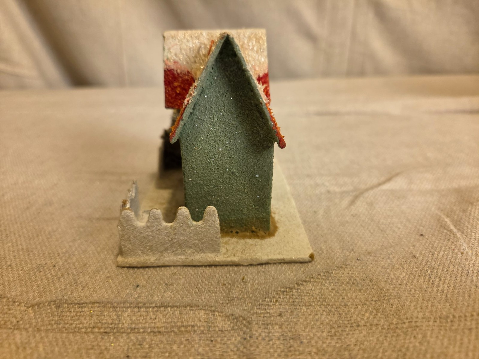 Vintage Christmas Putz House with Mica Glitter Made in Occupied Japan
