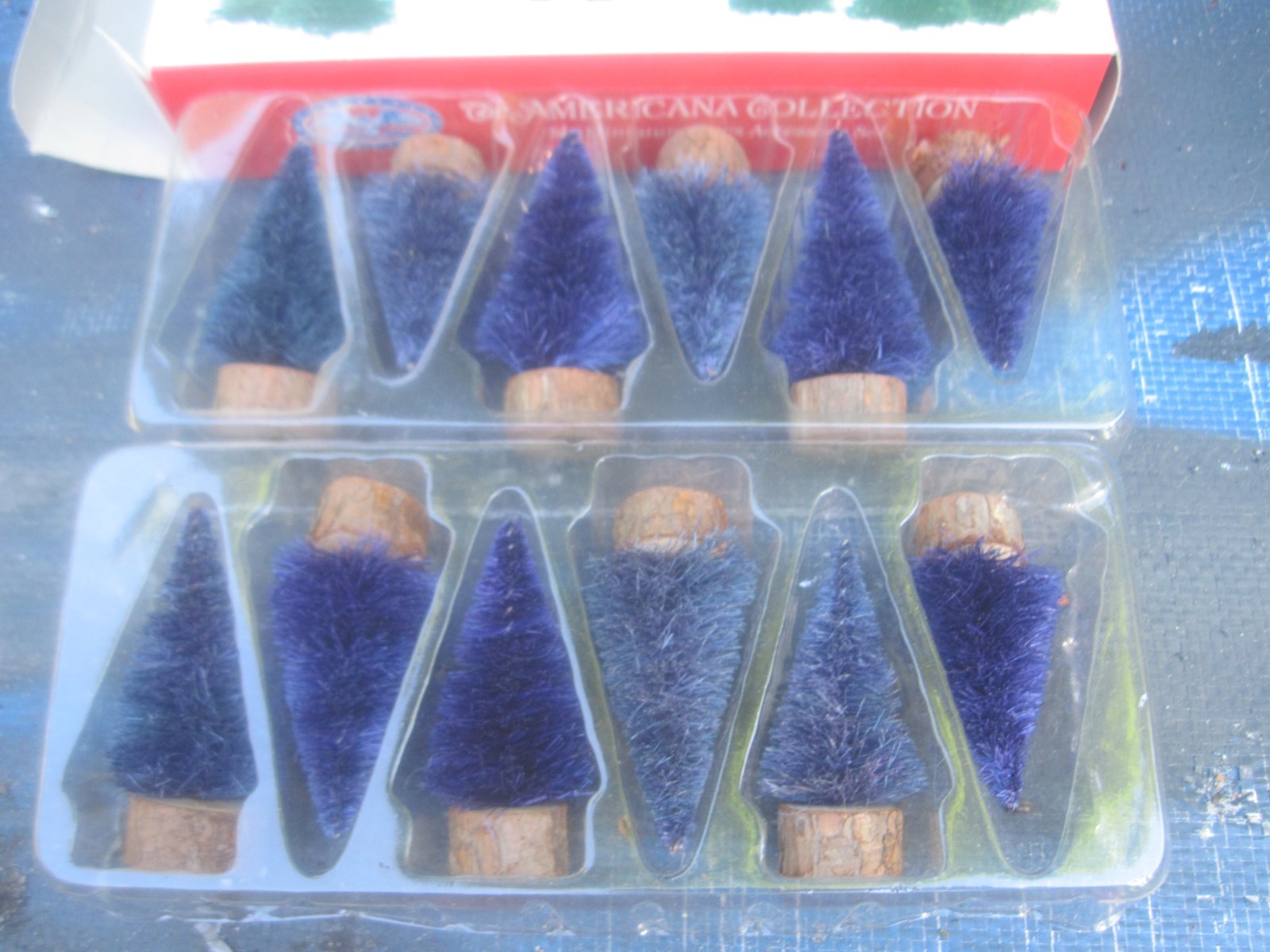 2 THE AMERICANA COLLECTION ~ 6 Miniature BLUE 3″ Tall Trees Sets, Look Unused