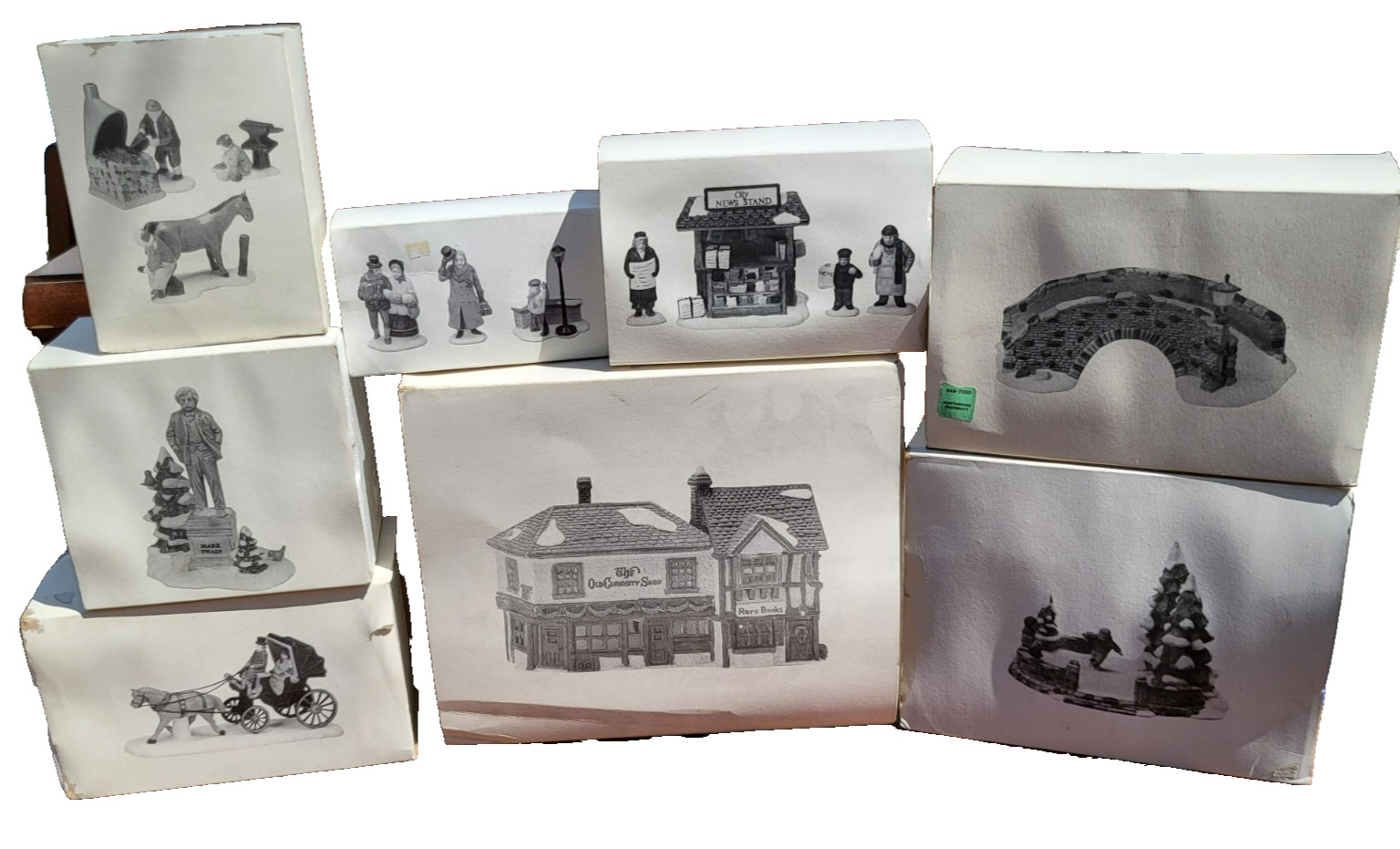 Lot of 8- DEPT 56 Heritage & Snow Village Buildings Figurines