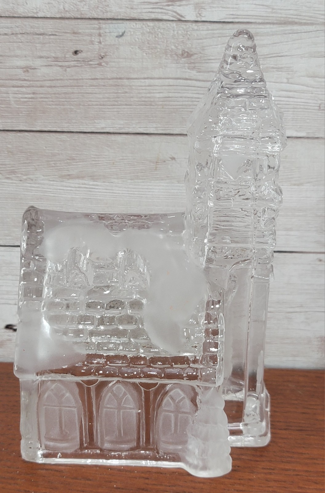 3 Vintage Clear Glass Christmas Village Buildings Church Storefront Houses