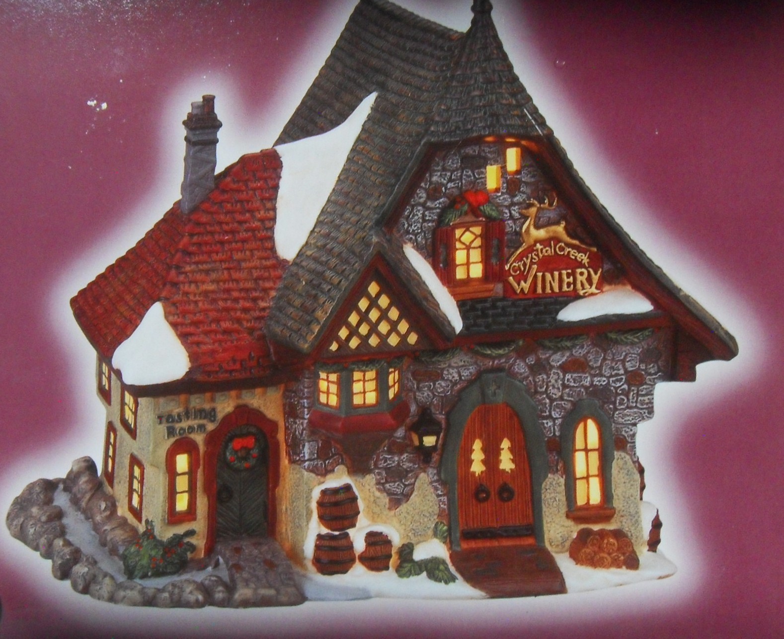 Santa’s Workbench Crystal Creek Winery House 2002 Christmas Collectibles Ceramic