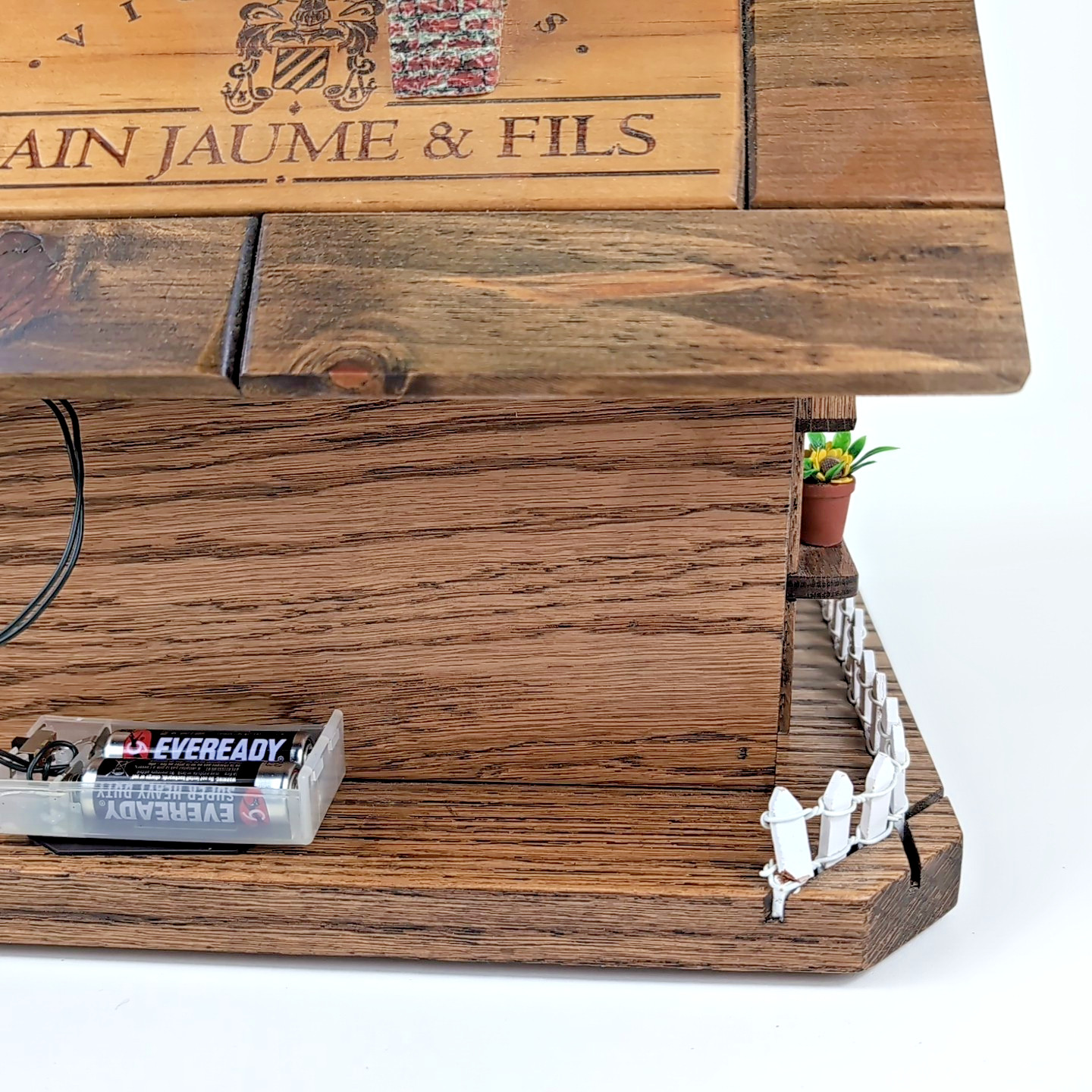 Handmade Old World European Christmas French Wine Crate 12″ Cottage Cabin LIGHTS