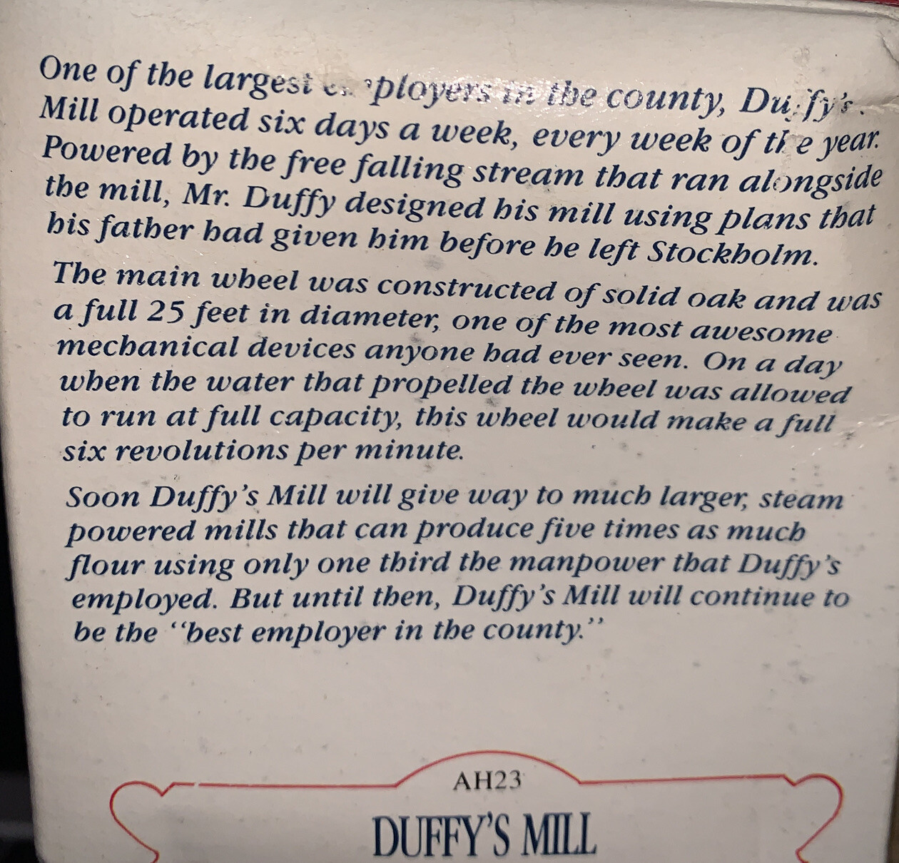 Liberty Falls AH23 Duffy’s Mill The Americana Collection 1993 With Box