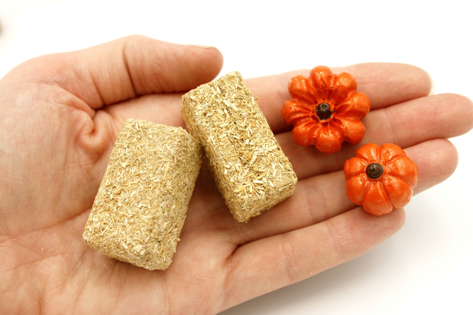 Miniature 24Pk Pumpkins or Hay Bales: Fall Fairy Garden, Haunted Village Decor