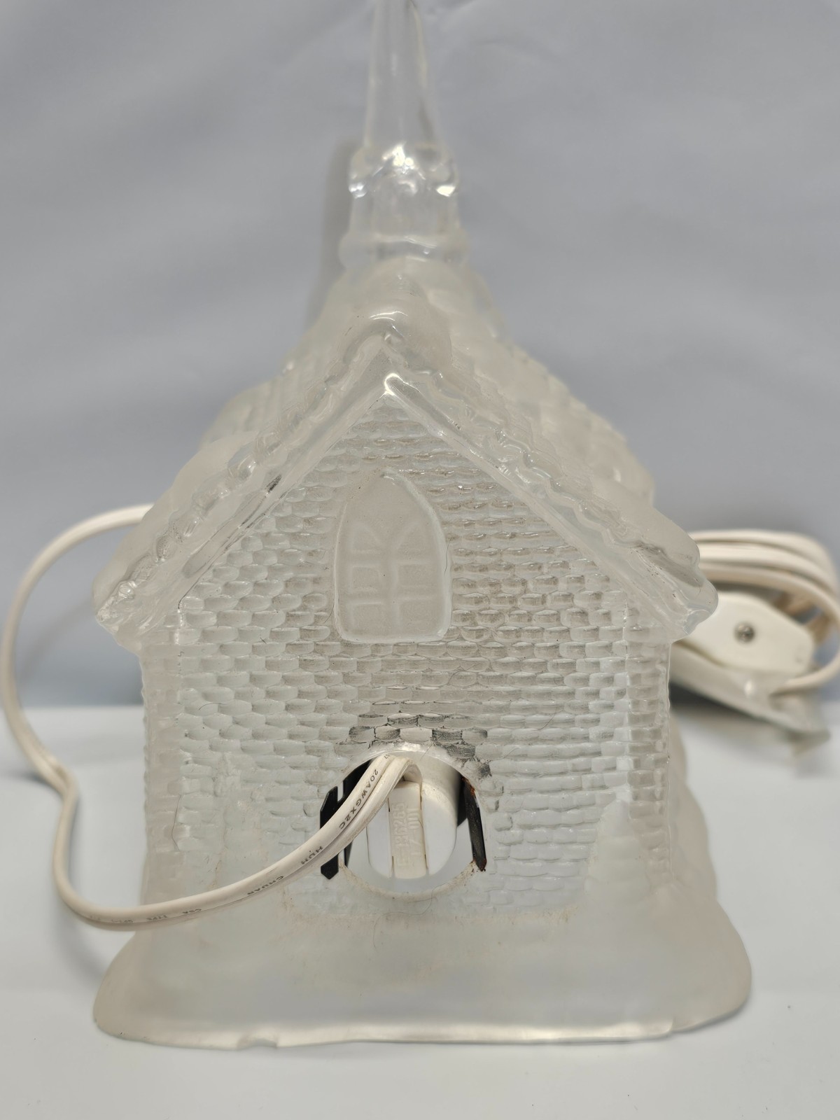Frosted Glass Church With Light Approx 5 x 7 1/2″ Working- Perfect for Christmas