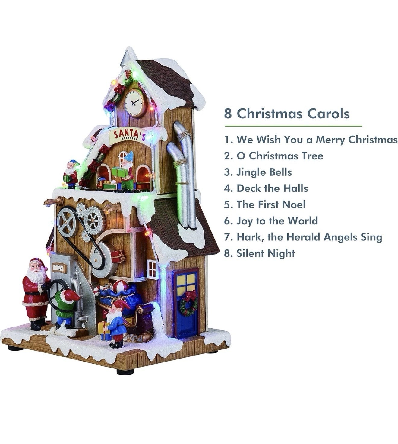 Christmas Village Building, Santa’S Workshop with Christmas Music, LED Lights, a