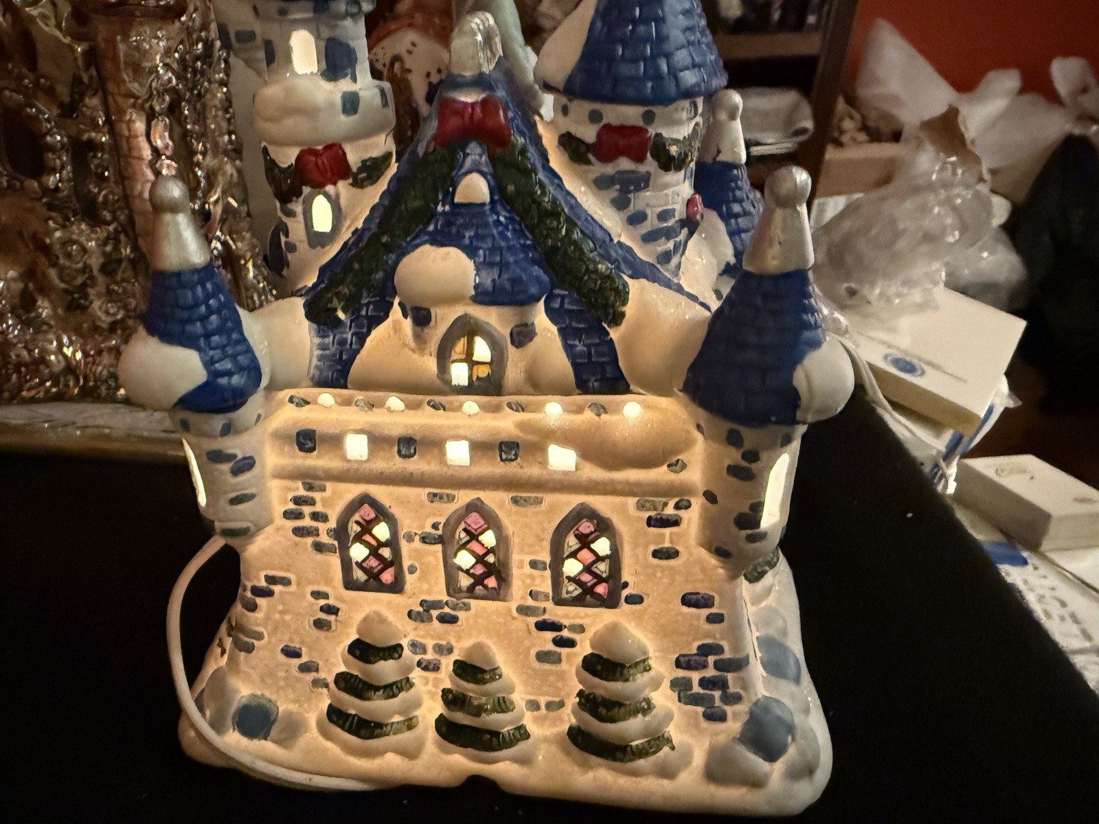 Disney Princess Christmas Village Cinderella Castle Light Up 2005 Brass Key