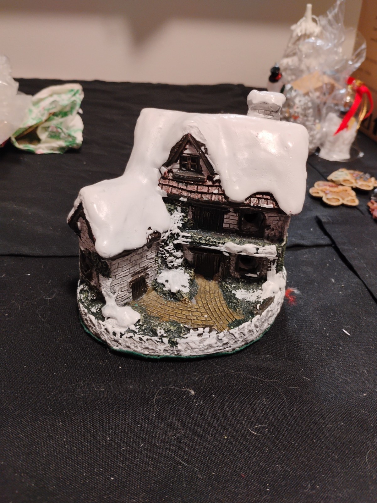 Hand Painted Cottage Charmers Lighted Snow House, Vintage Handcrafted Porcelain