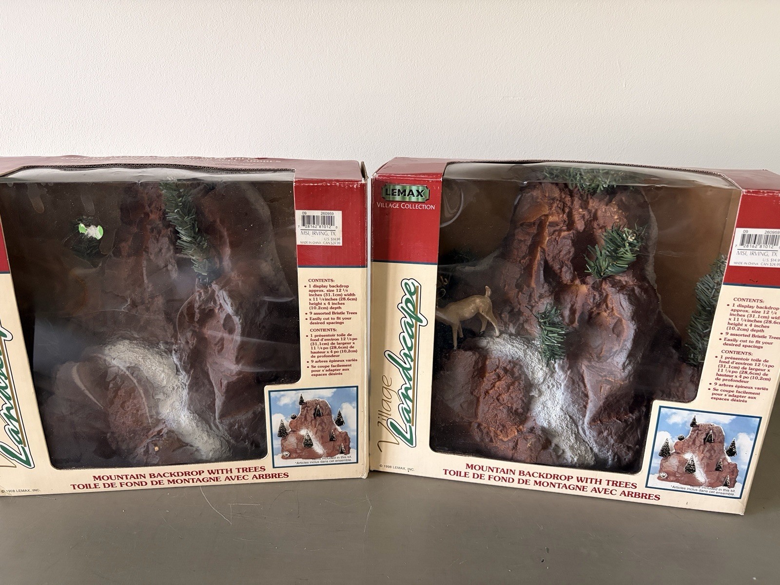 (2) Vtg Lemax Christmas Village Landscape Mountain Backdrop !!READ!! No Trees