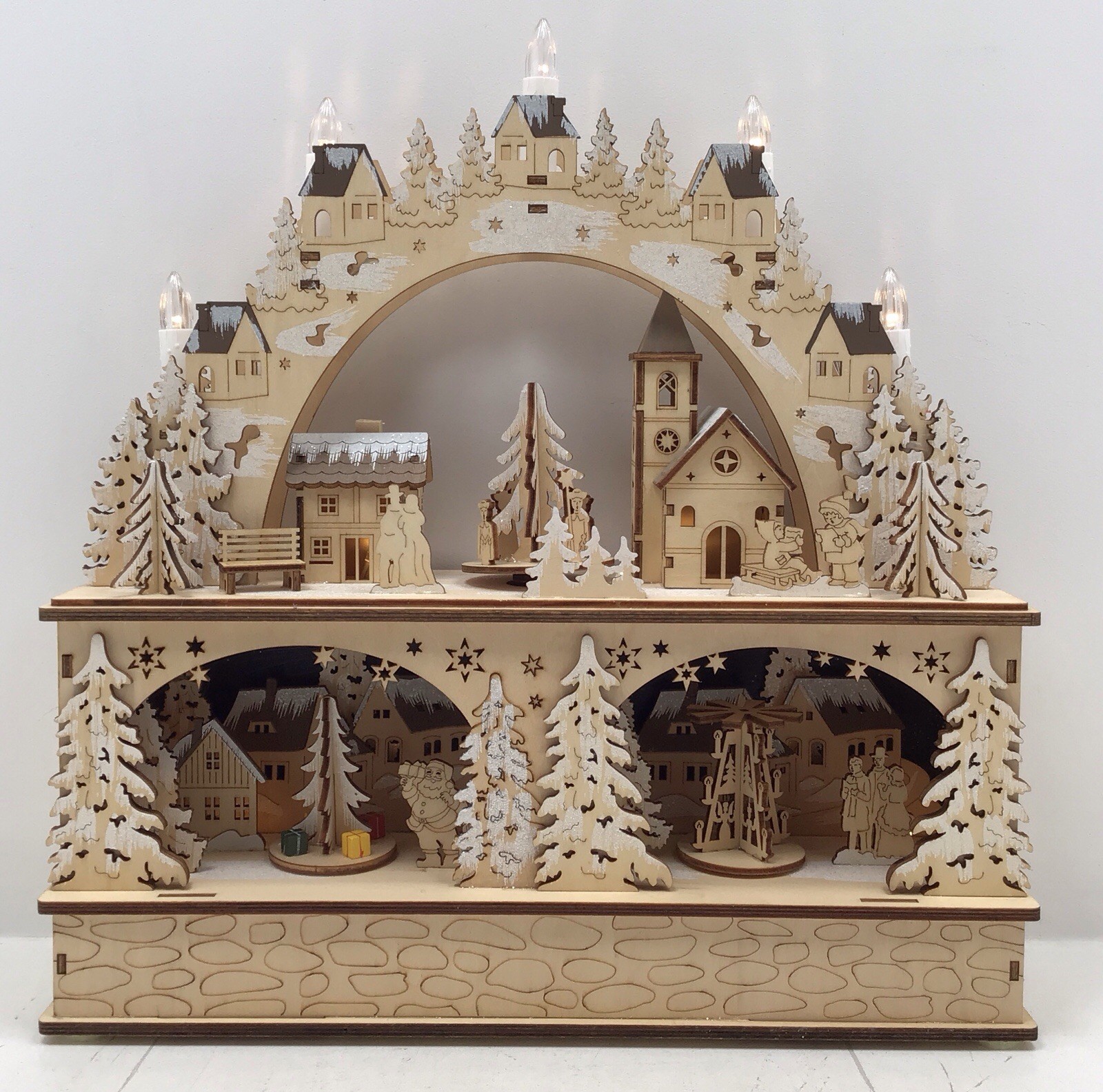 Gerson International Laser Cut Wood Village Christmas Light Up Figurine