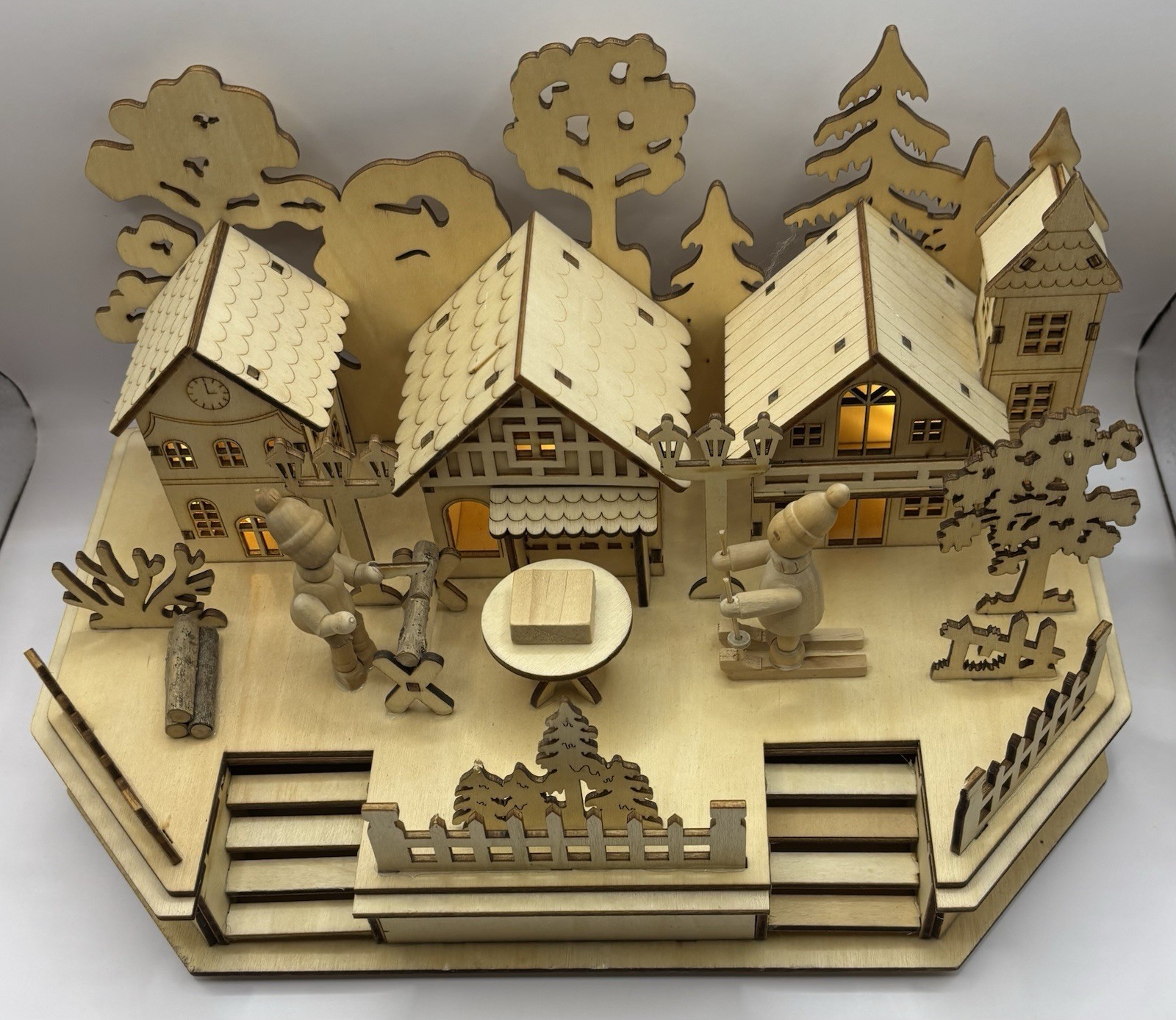 Nicole’s Woodland Village JH-16023B Laser Cut Winter Wonderland with LED Light