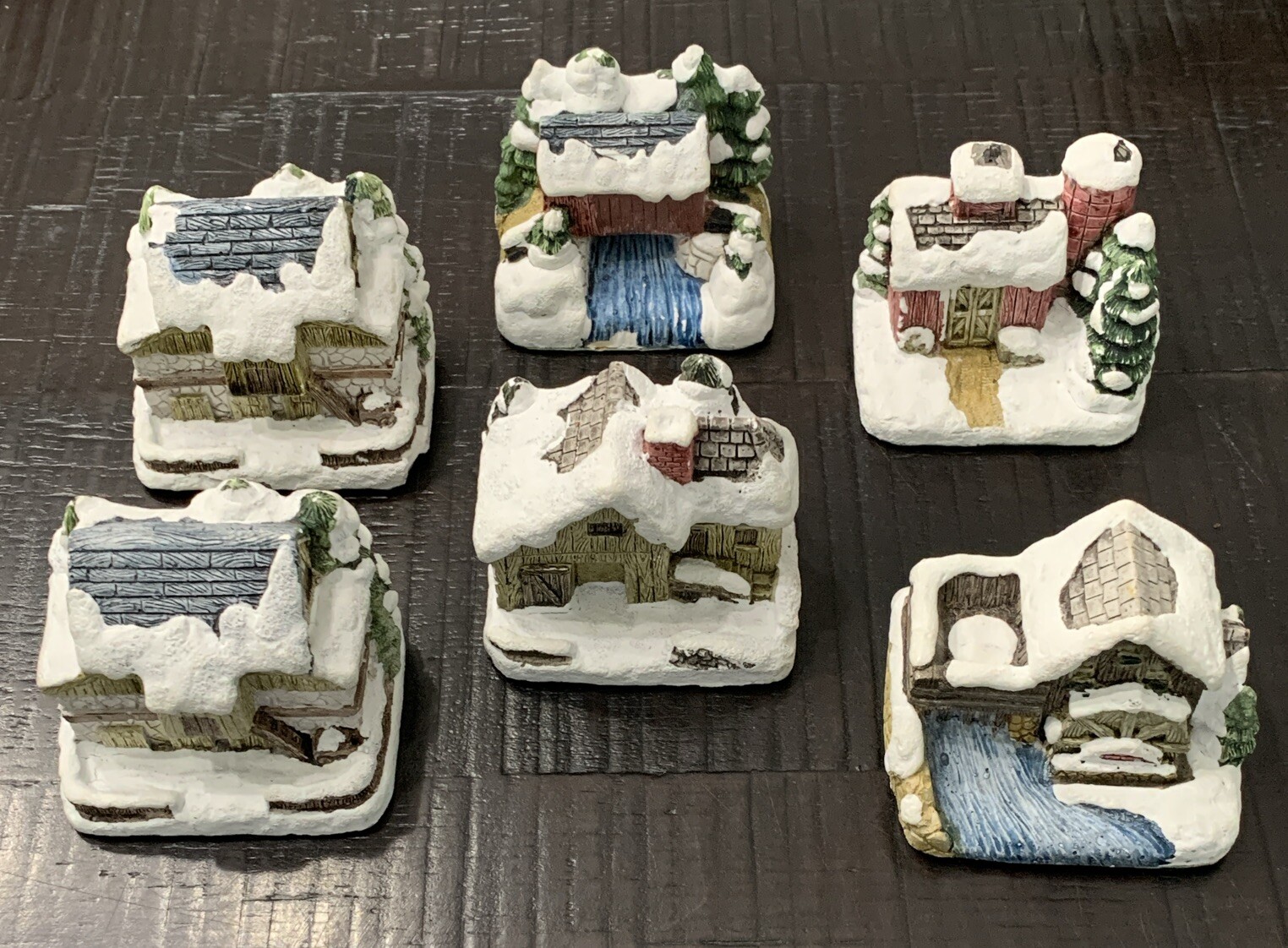 Vintage 1989 American Rustic RSVP Series Country Christmas Cottages – Lot Of 6