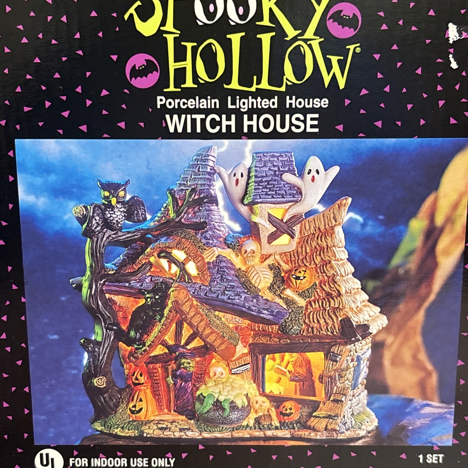 Spooky Hollow Halloween Haunted Village Porcelain Lighted House WITCH HOUSE