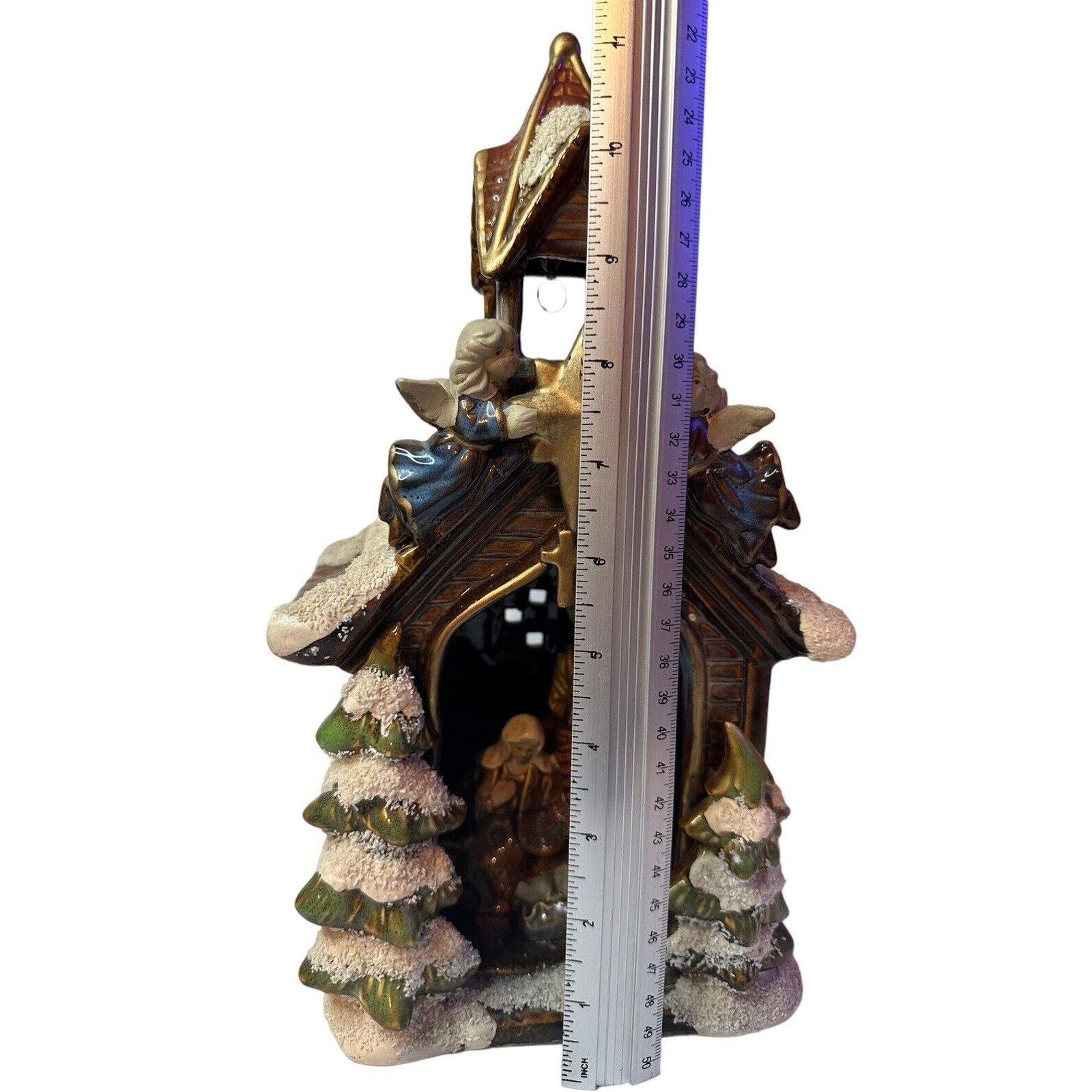 Christmas Nativity Golden Treasures Ceramic Church Lamp Baby Jesus Mary Joseph
