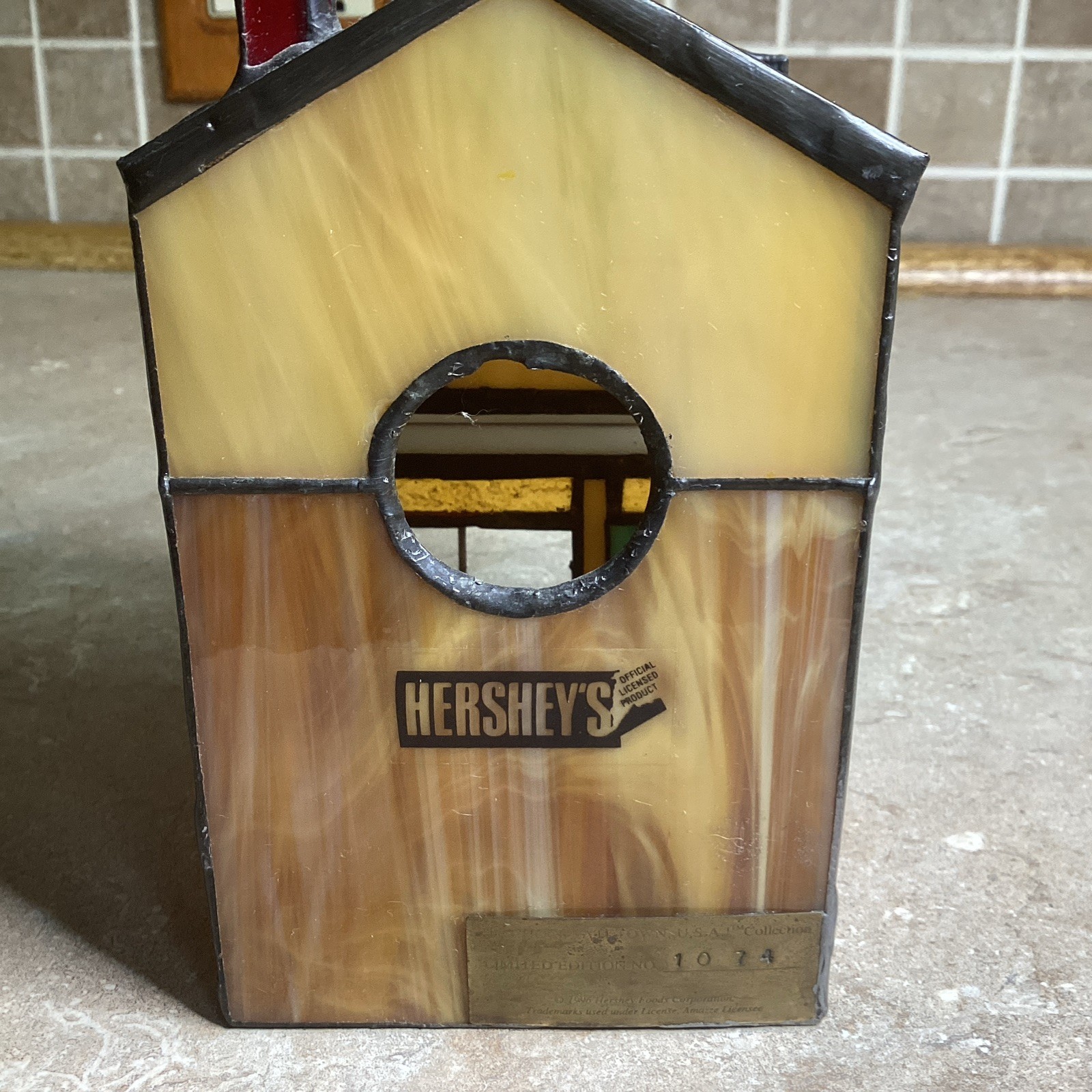HERSHEY STAINED GLASS -Chocolate Town 1996-Mr Goodbar Cafe- Lighted-RUDY BROS.