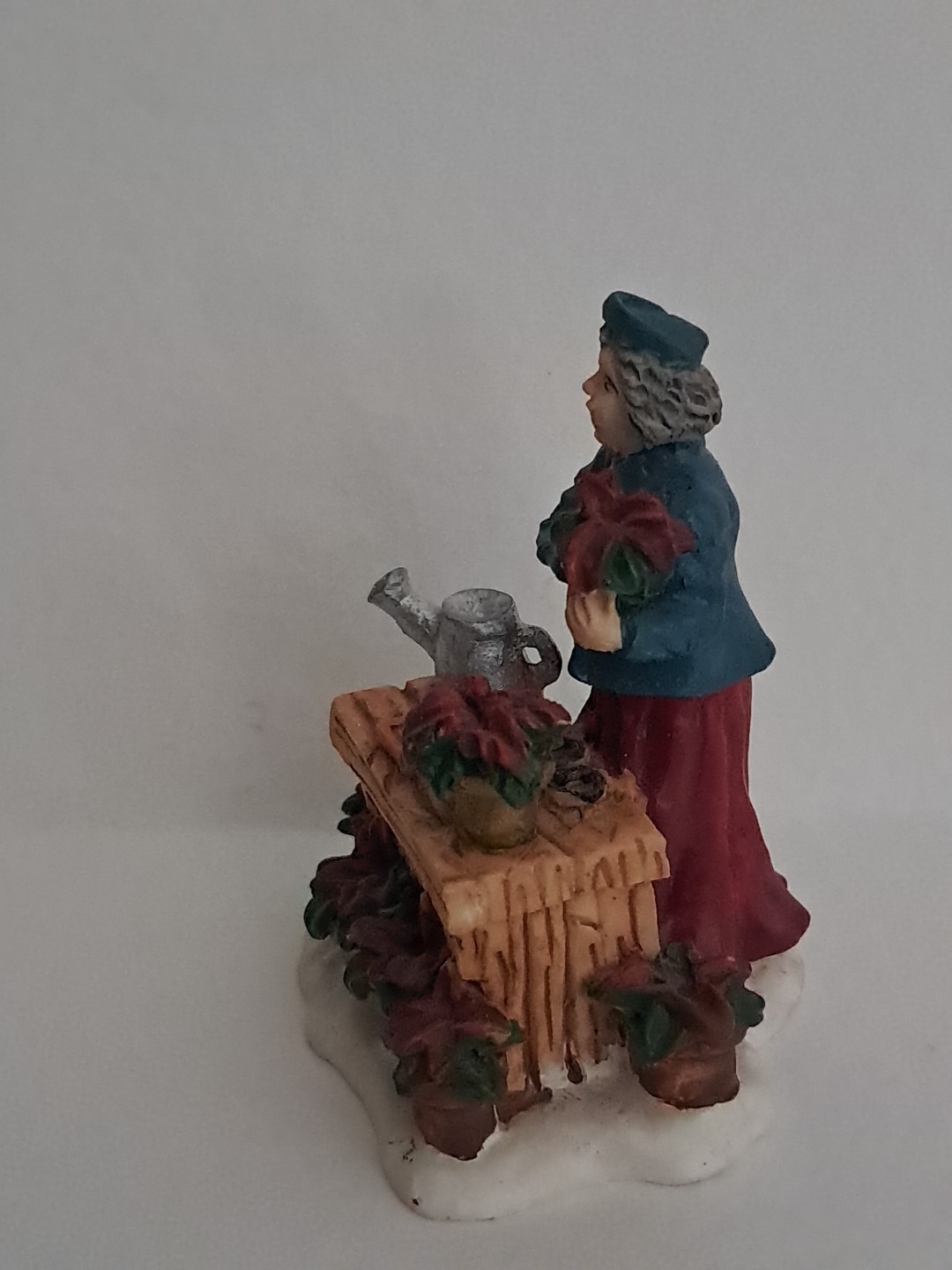 Grandeur Noel Village Lady w/Poinsettias Christmas 1999 Figure Replacement