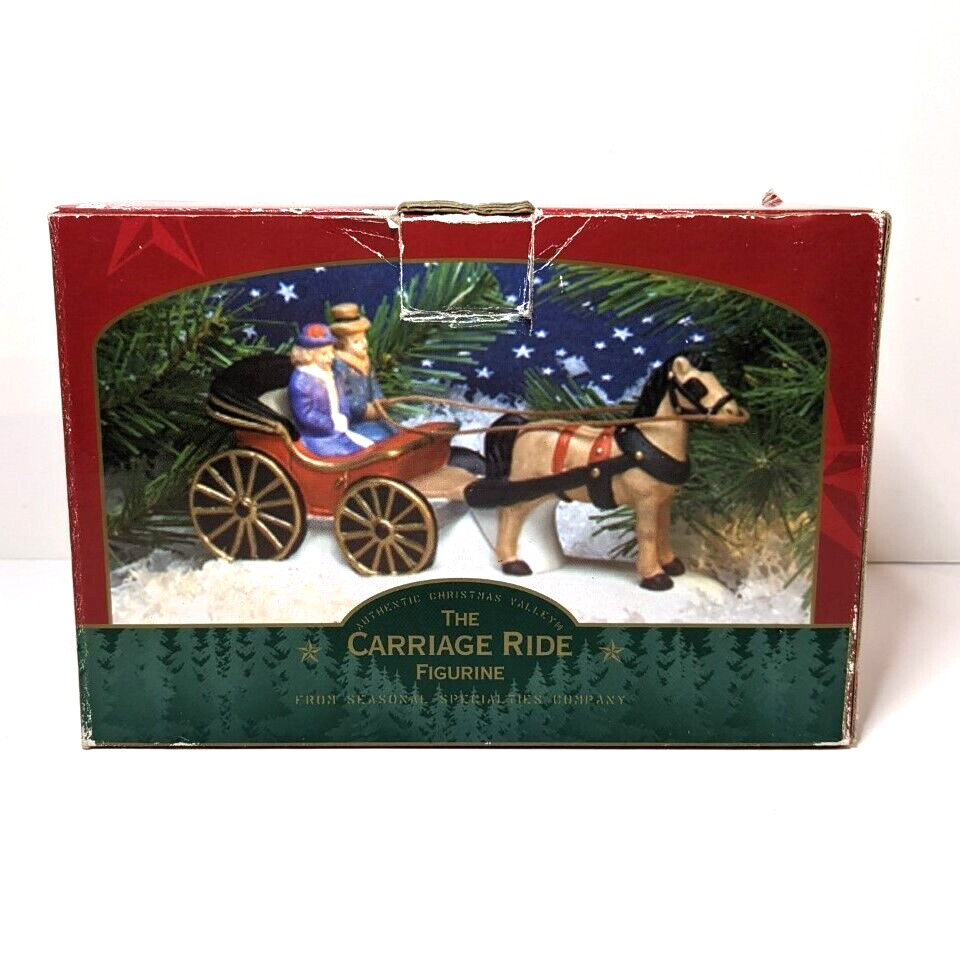 Carriage Ride Figurine, Vintage 1996, Horse Drawn, Christmas Village Decoration