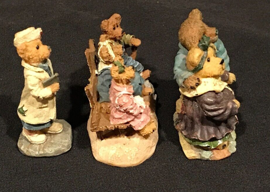 Boyds Bearly Built Villages – Bearly Well Clinic – Set of 3 Bear Figurines