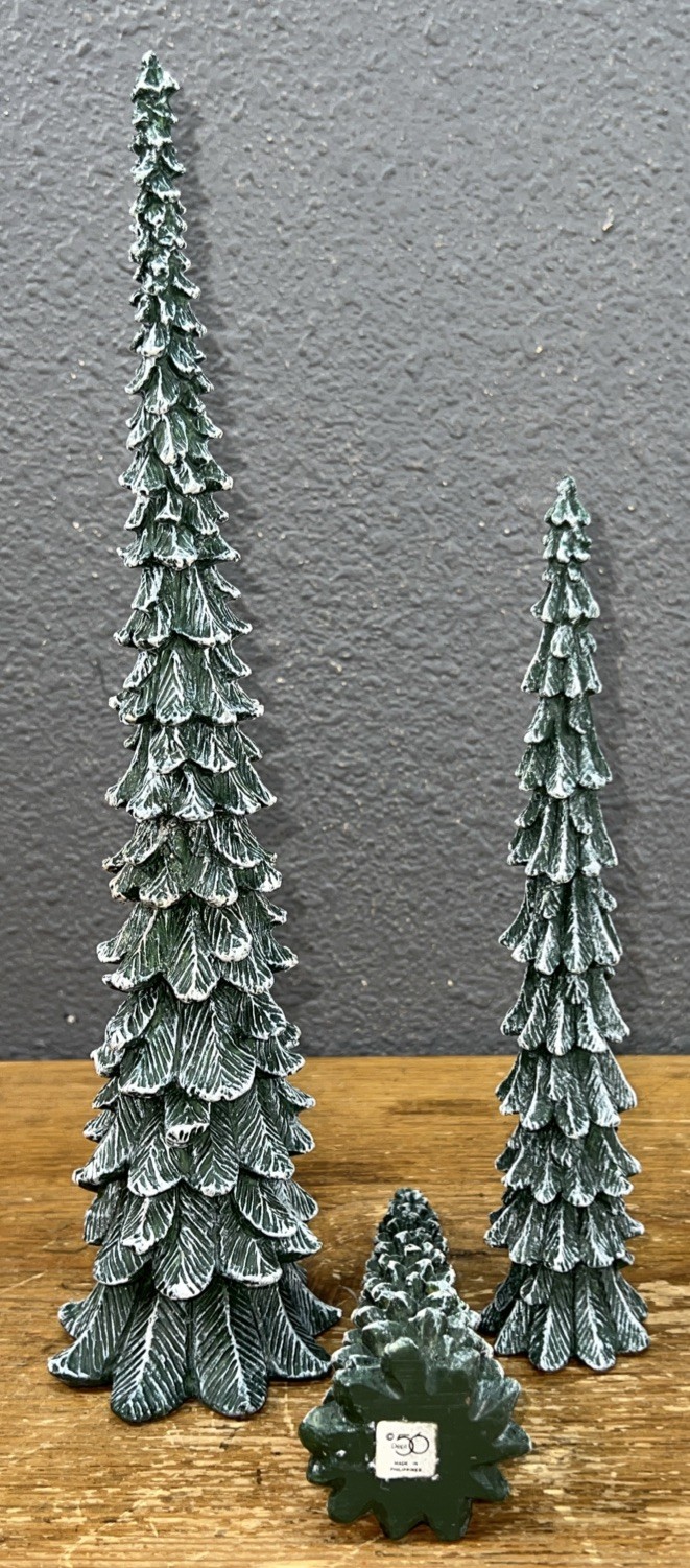 Department 56 Pencil Pine Tree Set of 3 Christmas Village Accessory