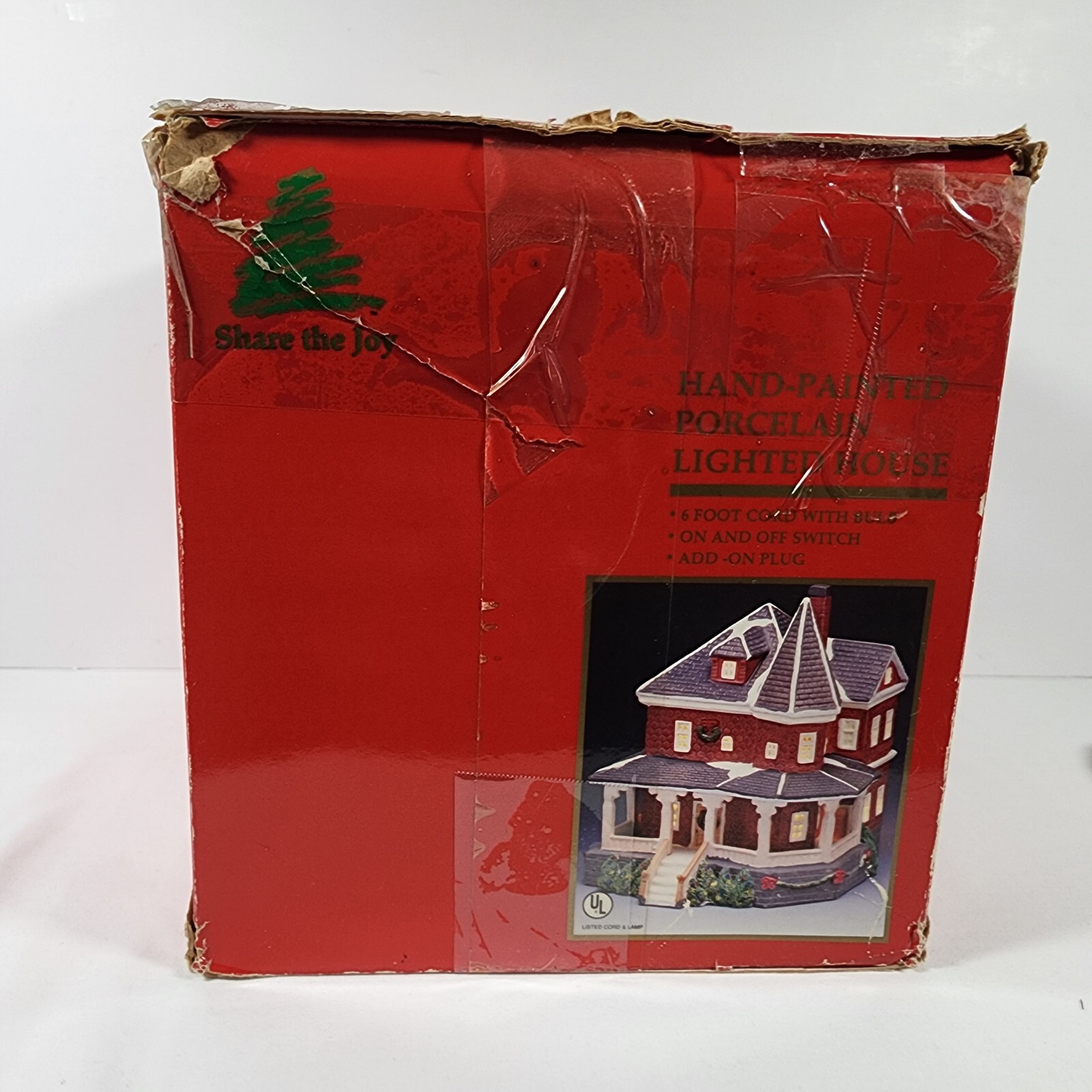 VTG Lemax Share The Joy Porcelain Lighted House Hand Painted Christmas 1993