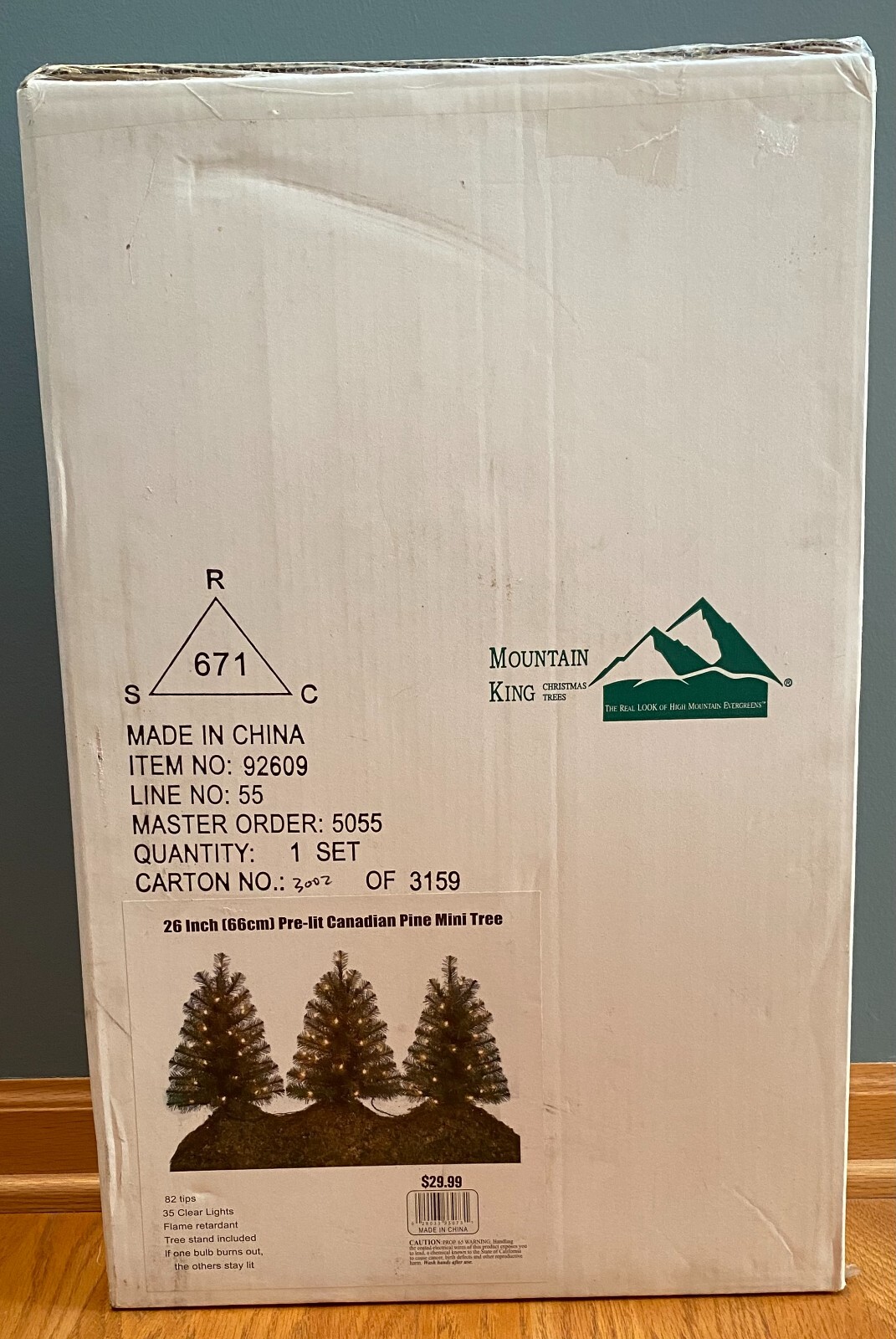 Mountain King Christmas Village Accessory Prelit Canadian Pine Mini Trees Sealed