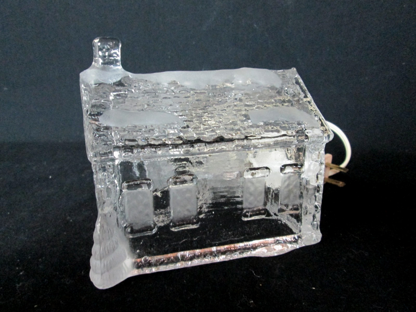 Miniature Clear/Frosted Glass Cottage/House Nightlight Figurine Decor