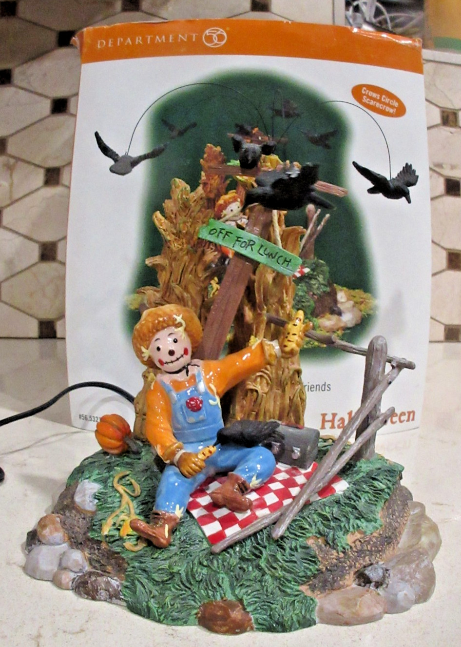 Dept. 56 Halloween Scarecrow & His Feathered Friends Not Working Free Shipping