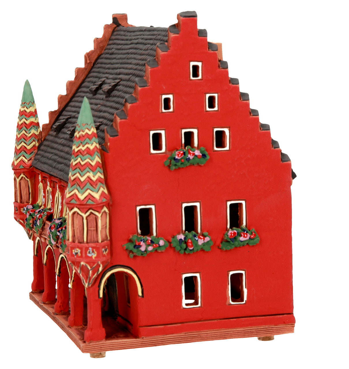 Ceramic Miniature House Candle Holder Old Merchants Hall Freiburg 15cm Midene