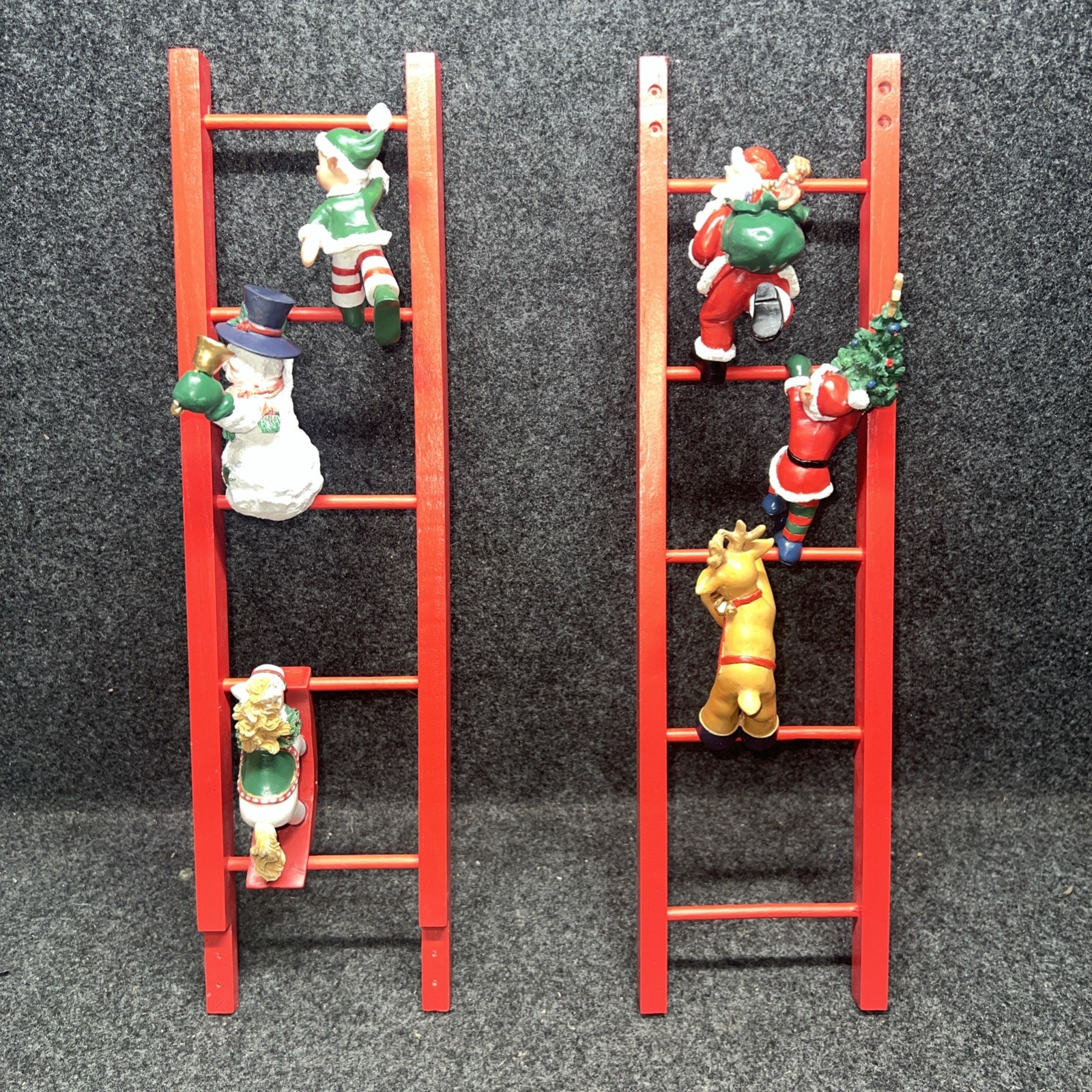 Vtg Christmas Ladder N Figures 30 3/4″ In Original Box With 6 Figures