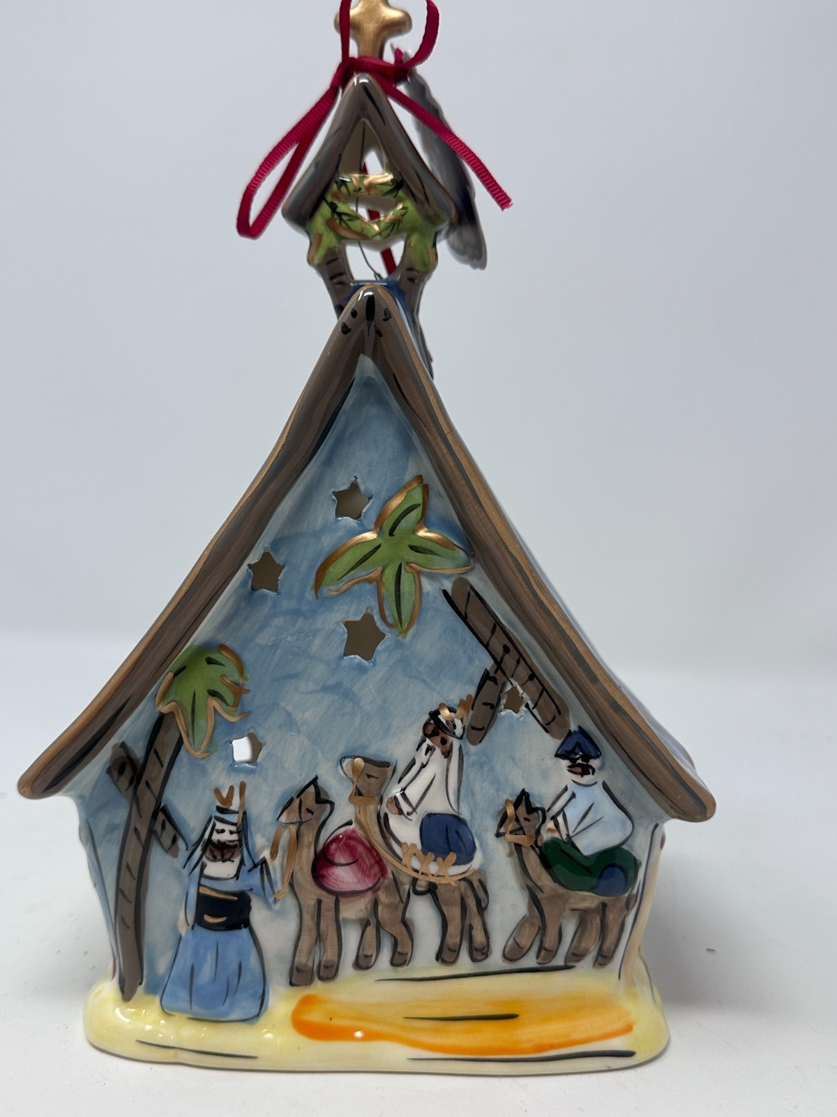 Blue Sky Clayworks Nativity Church with Stained Glass Window 2009, NEW