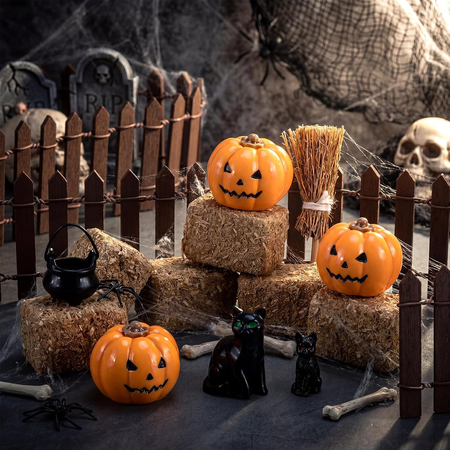 14 Pcs Halloween Village Accessories Set Halloween Miniature Figurines Included