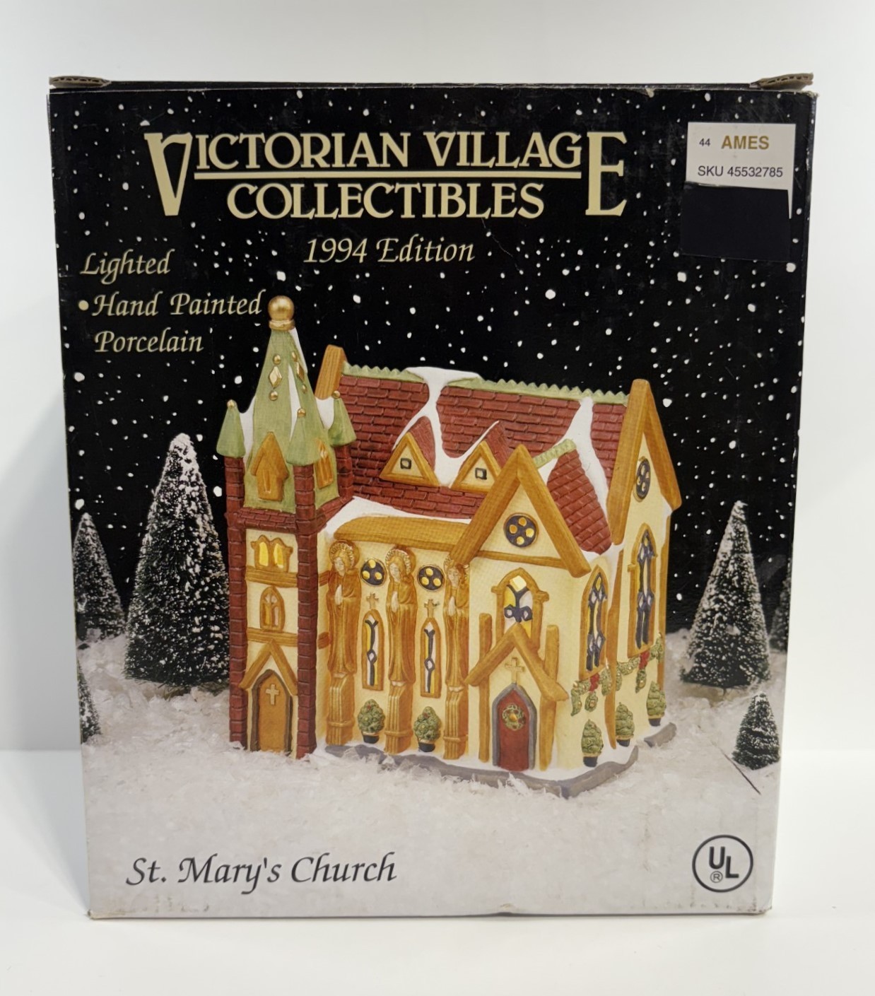 Vintage 1994 Victorian Village St. Mary’s Church Christmas w/ Light Cord