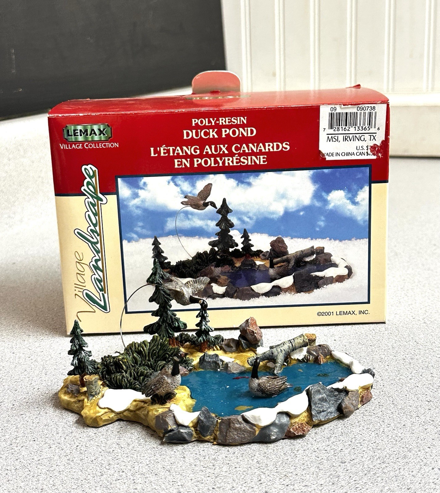 VTG 2001 Lemax Carole Village Landscape Snow Christmas Geese Village Duck Pond