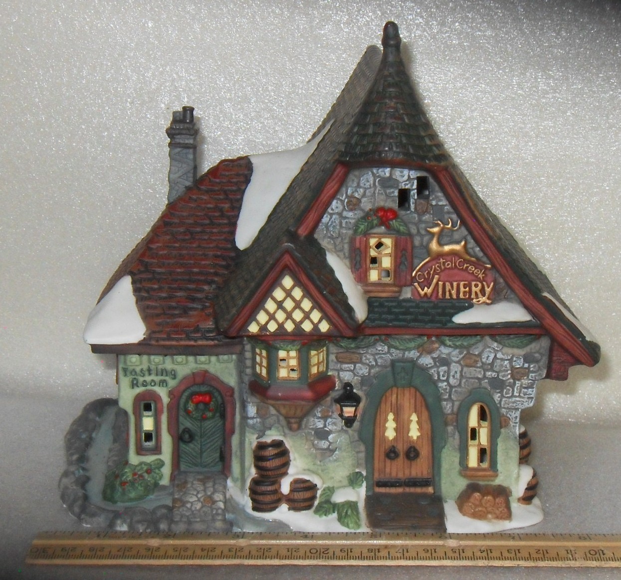 Santa’s Workbench Crystal Creek Winery House 2002 Christmas Collectibles Ceramic