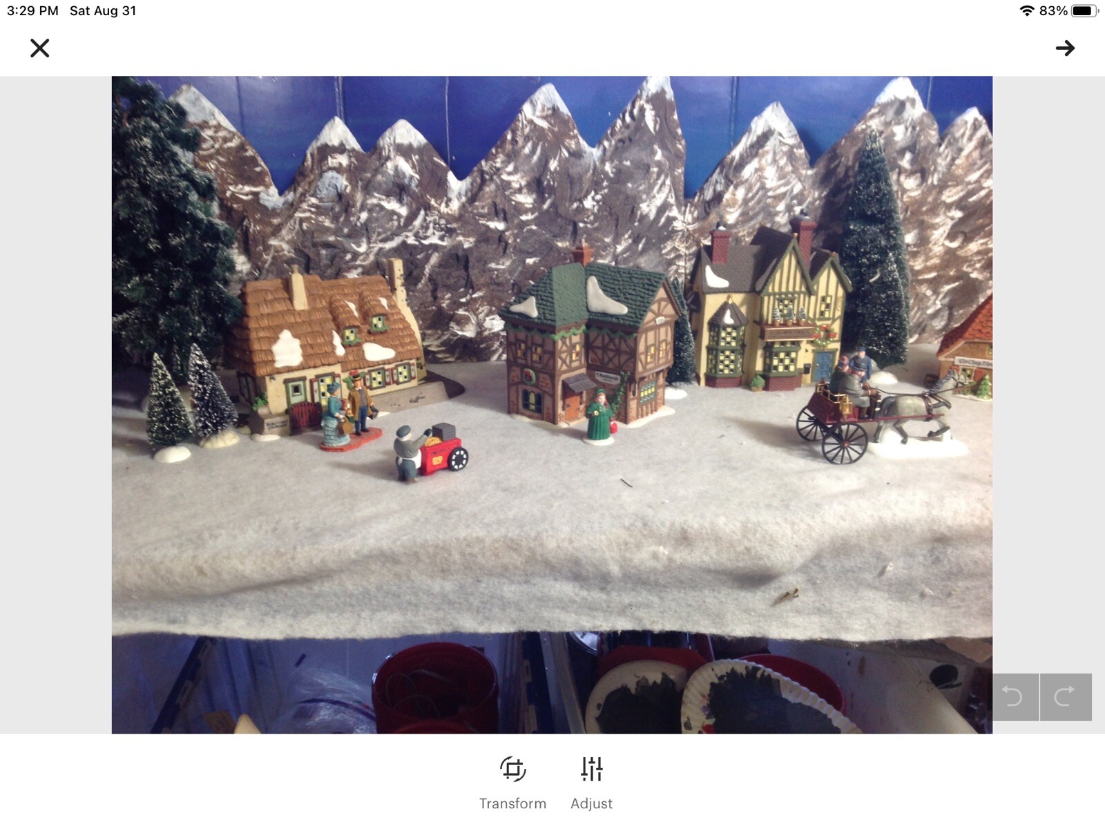 christmas village display mountain backdrop 54×14 Inches