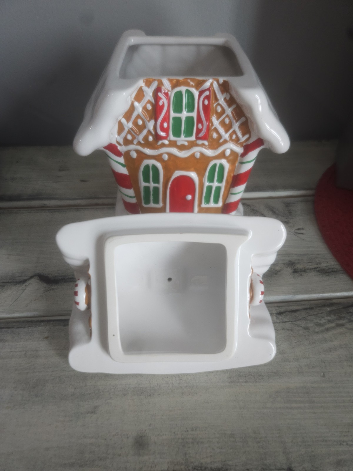 Telefloral Christmas Ceramic Gingerbread House Planter Cookie Jar 9” Tall