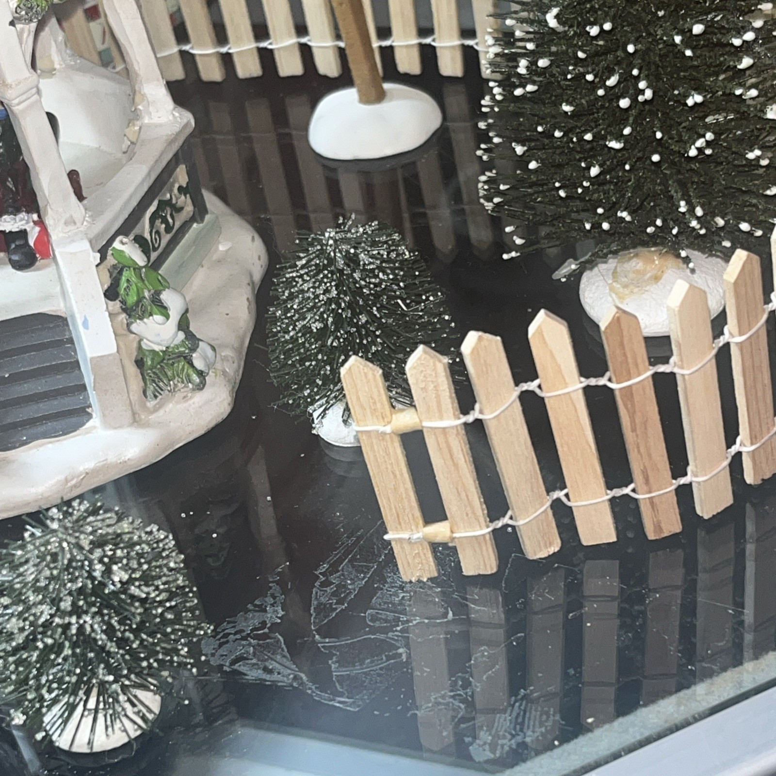 HOLIDAY TIME SANTA’S GAZEBO “ Visit With Santa” Picket Fence, Christmas Trees