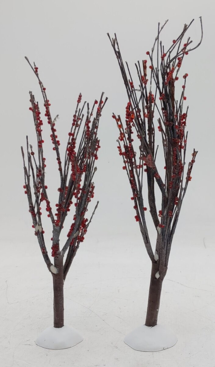 Dept 56 4020263 Village Accessories “Winter Berry Trees” (Set Of 2) EX/Box