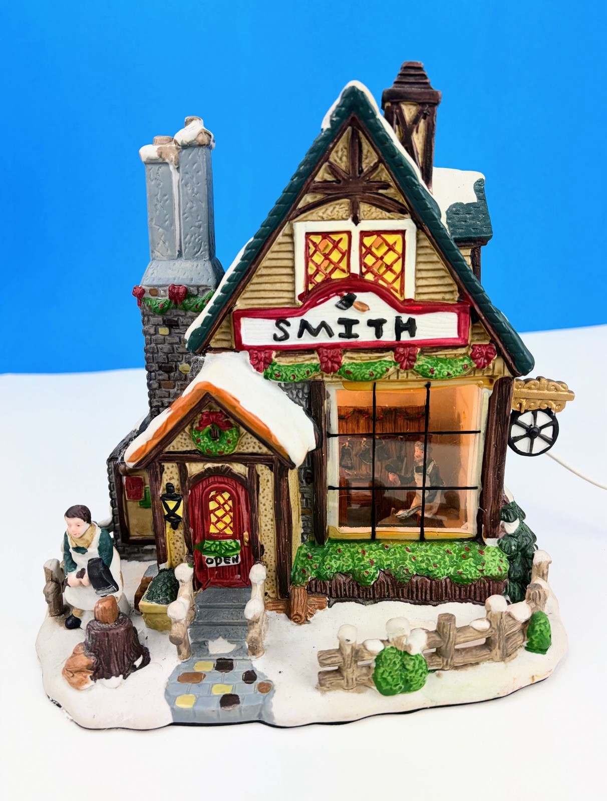 Christmas Village Lighted Porcelain House Smith Shop