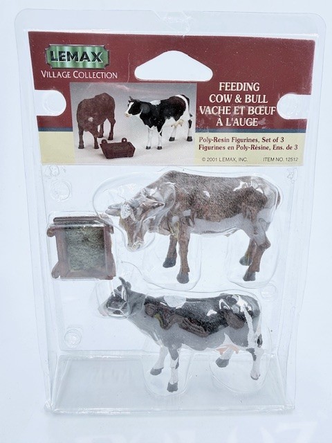 Lemax Christmas Village Town Feeding Cow & Bull 12512 Farm Barn Animals 3 pieces