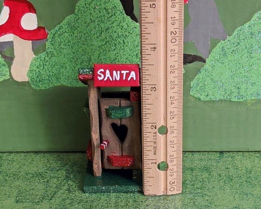 Miniature Christmas Santa Wooden Outhouse Hand Painted Christmas Village Garden