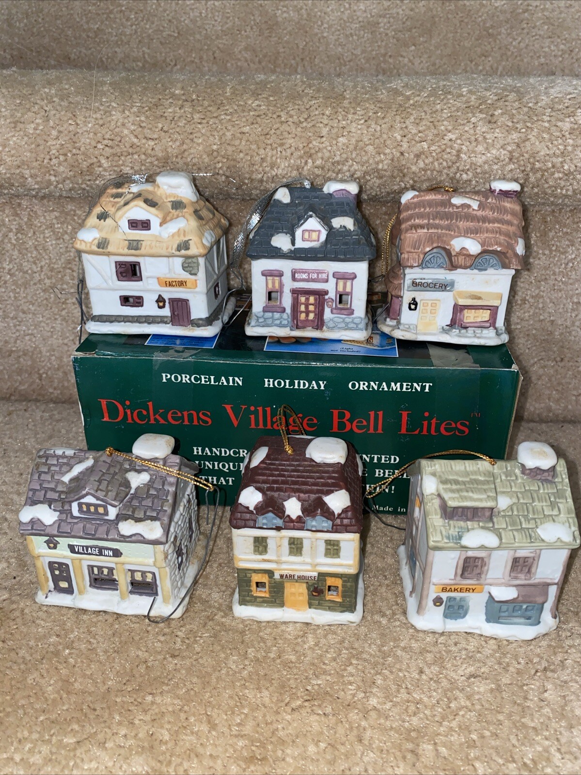 Dickens Village Bell Lights, handcrafted handpainted made in Philippines #8343/6