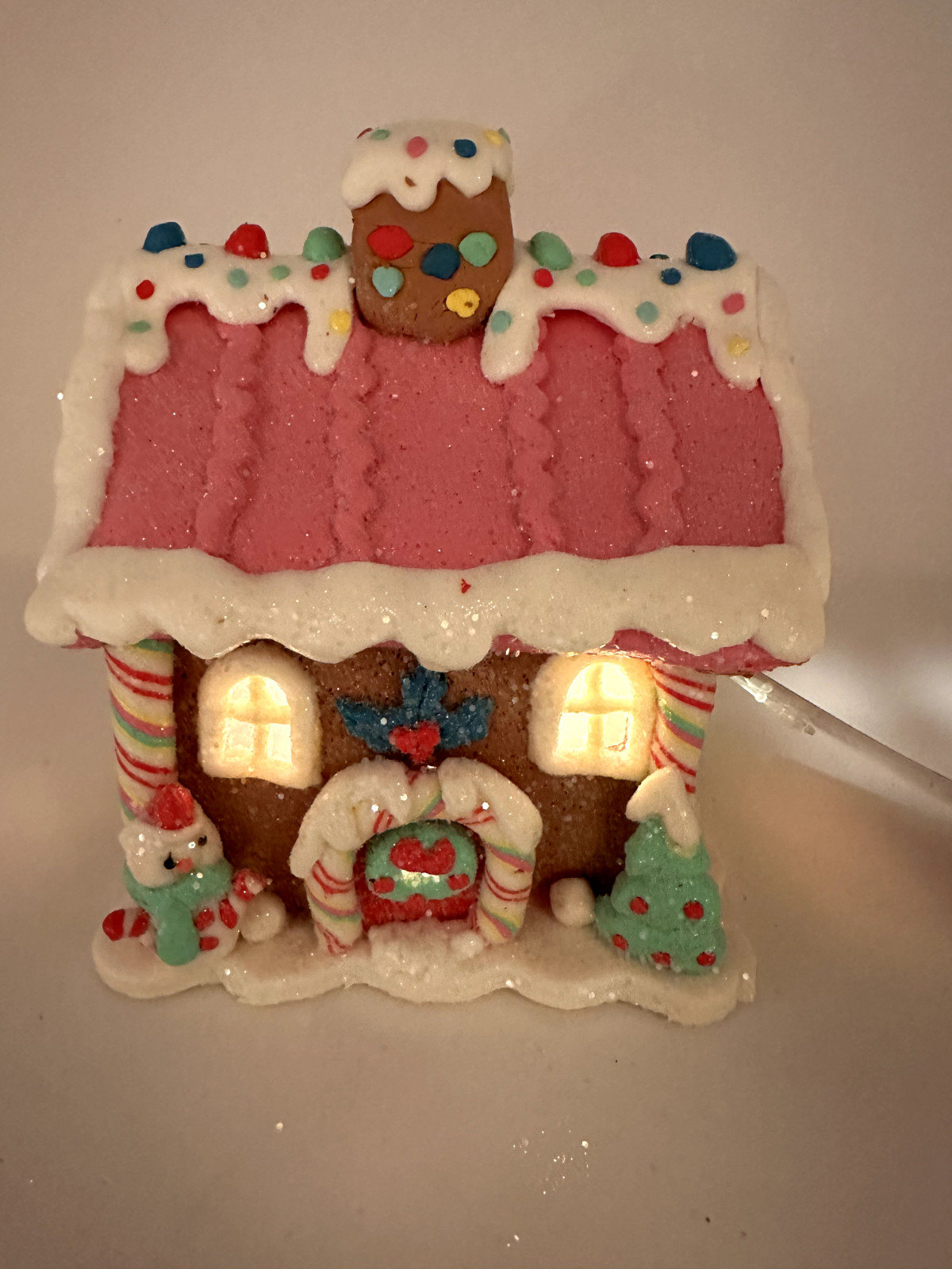 Gingerbread House, Candyland Christmas Village, Pastel Pink, Blue, White NEW 5″