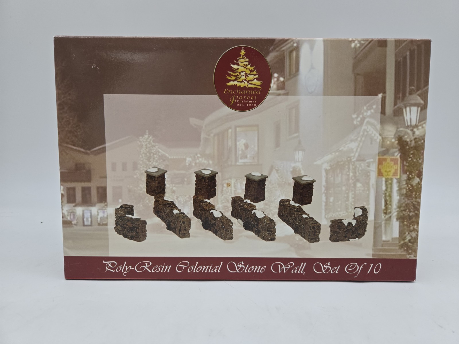 2002 Enchanted Forest Colonial Stone Wall Christmas Village Lemax Set of 10