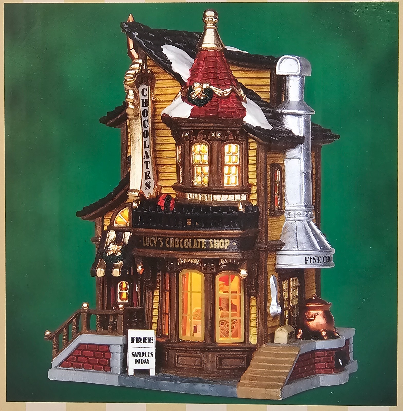 Lemax #45052 Village Collection ~ Lucy’s Chocolate Shop ~ Porcelain Lit 2004
