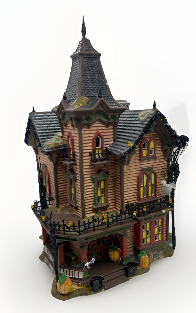 Dept 56 Halloween Victorian House 54601 Village w adapter converter 53599 Lights
