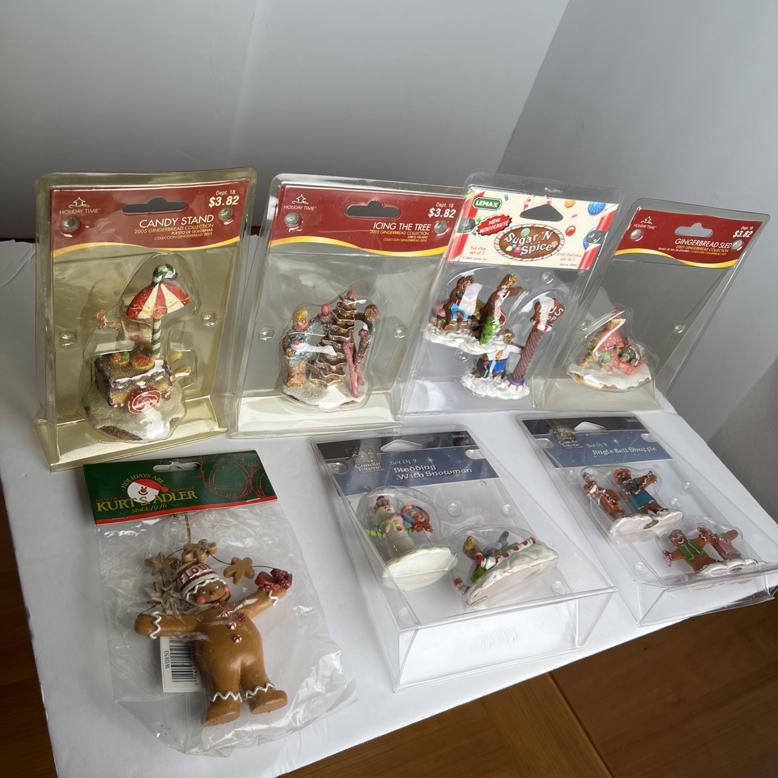 Lemax & Holiday Time Ornament Lot Sugar N Spice Sledding w/ Snowman & Kurt Adler