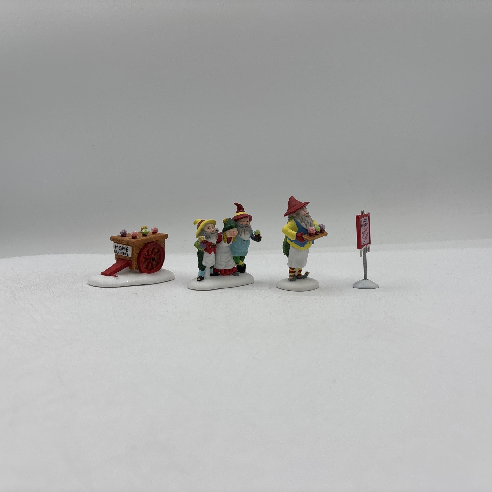 Department 56 1994 Vintage Heritage Village Snow Cone Elves 5637-5 Set Of 4 EUC