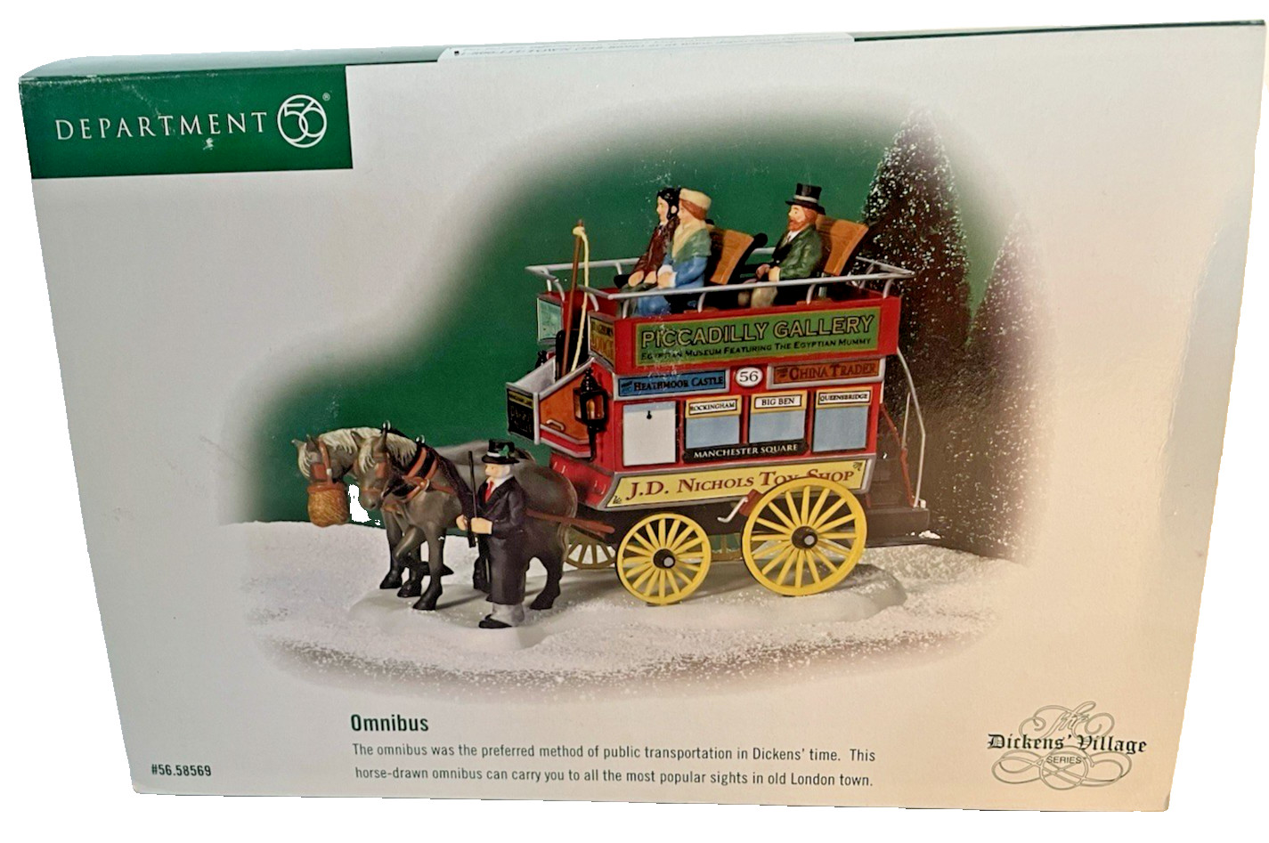 Department 56 Heritage Village Horse Drawn Omnibus Christmas Carriage Dickens